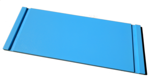 Front view of a light blue Follett Replacement Ice Machine Door made from 1/2-inch thick HDPE material.